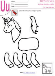 Uu-unicorn-craft-worksheet